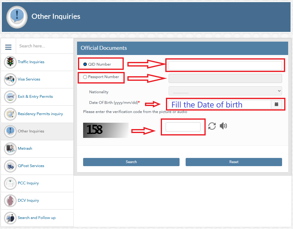 MOI Qatar QID status check