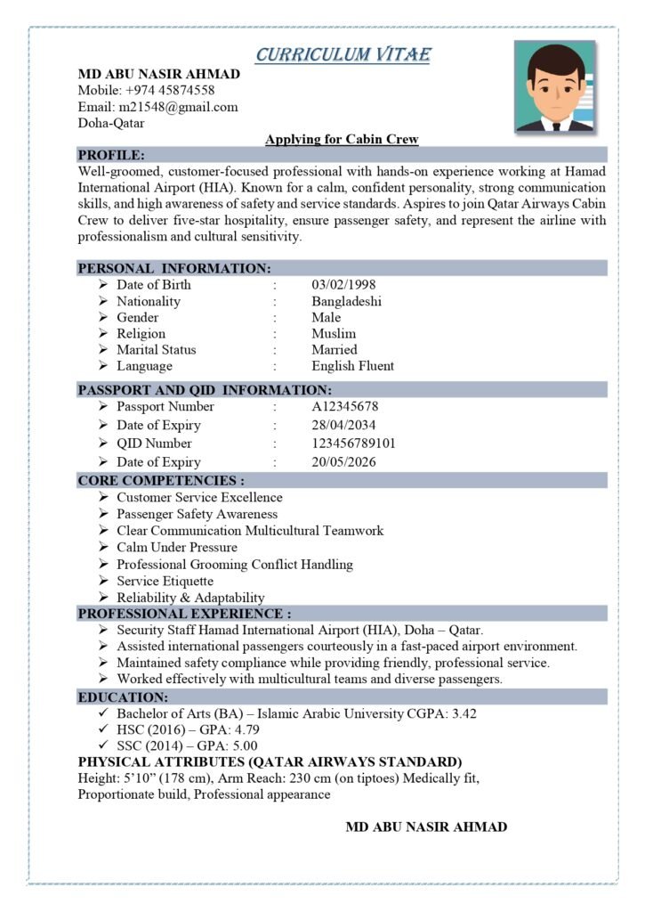 Professional CV Qatar