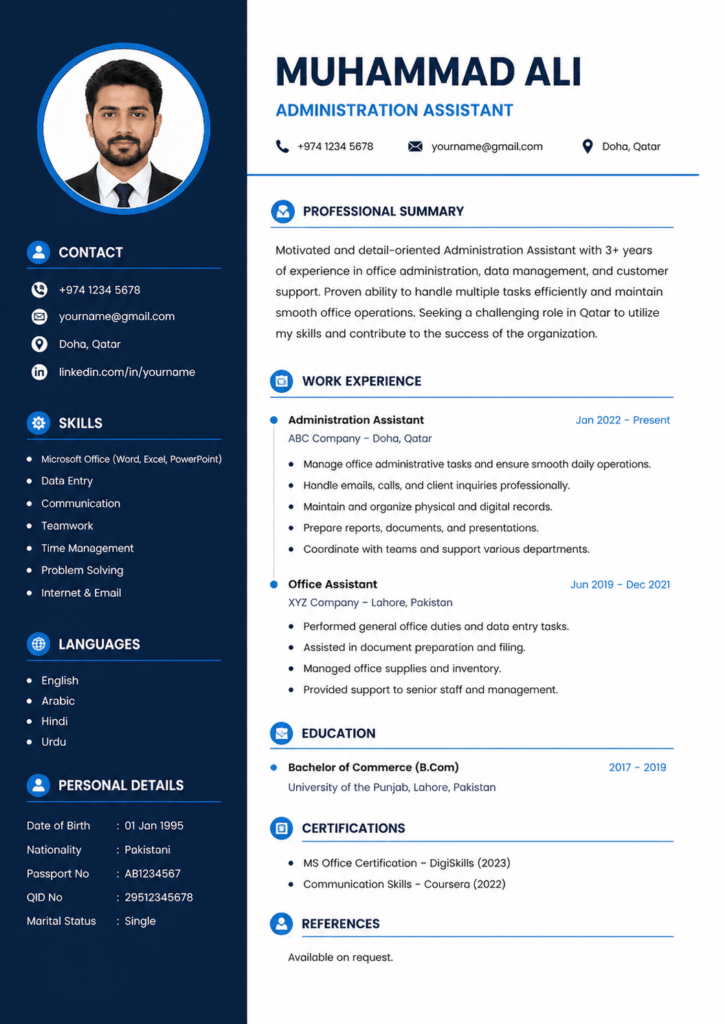 Professional CV for Jobs in Qatar 2026