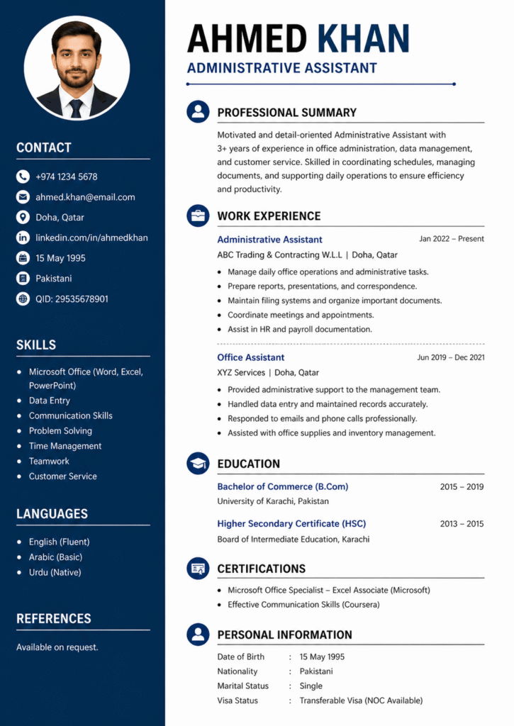 Professional CV for Jobs in Qatar
